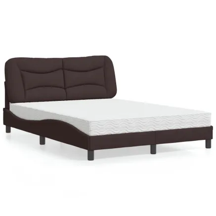 Lit avec matelas Hvar marron foncé 140x200 cm tissu