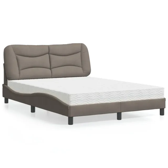 Lit avec matelas Hvar taupe 140x200 cm tissu