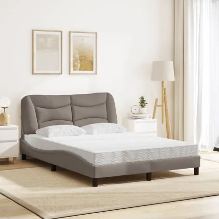 Lit avec matelas Hvar taupe 140x200 cm tissu