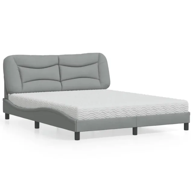 Lit avec matelas Hvar gris clair 160x200 cm tissu