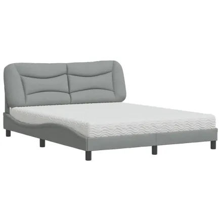 Lit avec matelas Hvar gris clair 160x200 cm tissu 2