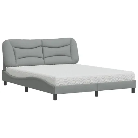 Lit avec matelas Hvar gris clair 160x200 cm tissu