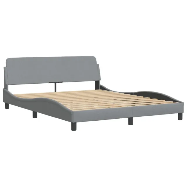 Lit avec matelas Hvar gris clair 160x200 cm tissu