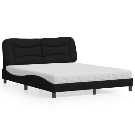 Lit avec matelas Hvar noir 160x200 cm tissu
