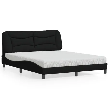 Lit avec matelas Hvar noir 160x200 cm tissu