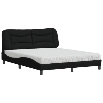 Lit avec matelas Hvar noir 160x200 cm tissu 2