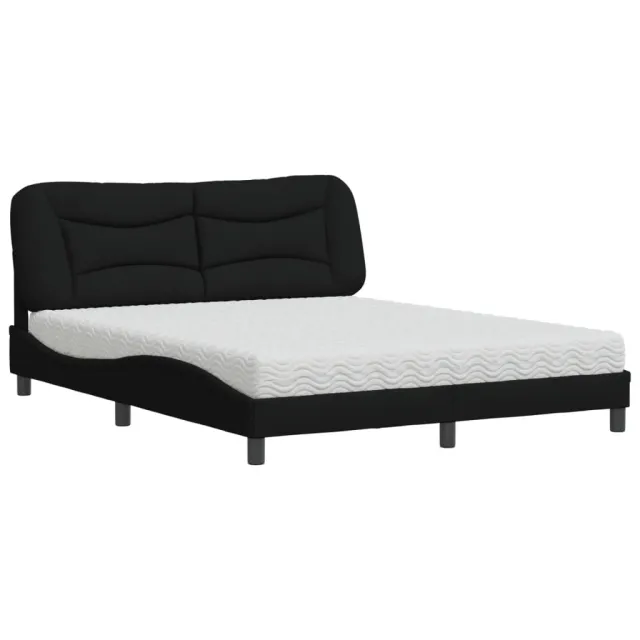 Lit avec matelas Hvar noir 160x200 cm tissu