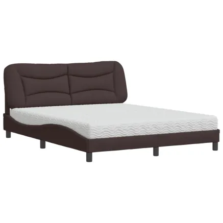 Lit avec matelas Hvar marron foncé 160x200 cm tissu 2