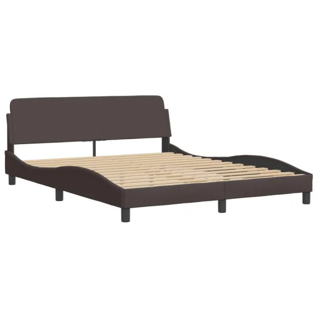 Lit avec matelas Hvar marron foncé 160x200 cm tissu