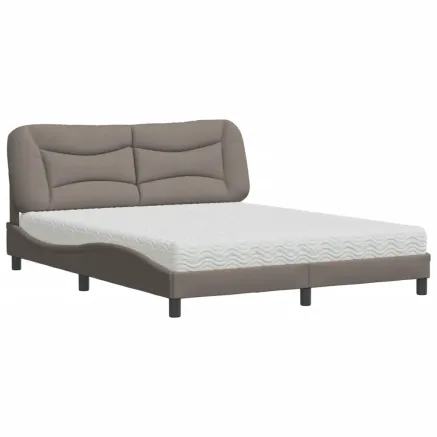 Lit avec matelas Hvar taupe 160x200 cm tissu 2