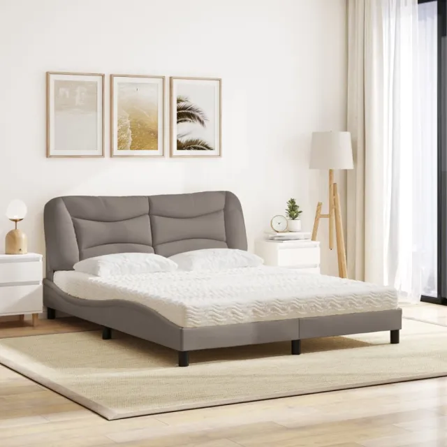 Lit avec matelas Hvar taupe 160x200 cm tissu