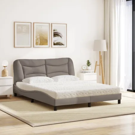 Lit avec matelas Hvar taupe 160x200 cm tissu