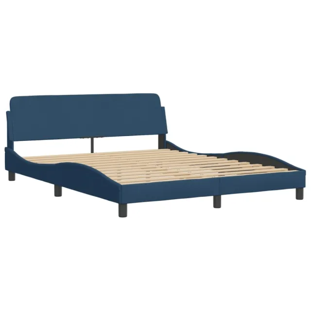 Lit avec matelas Hvar bleu 160x200 cm tissu