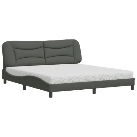 Lit avec matelas Hvar gris foncé 180x200 cm tissu 2