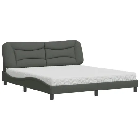 Lit avec matelas Hvar gris foncé 180x200 cm tissu