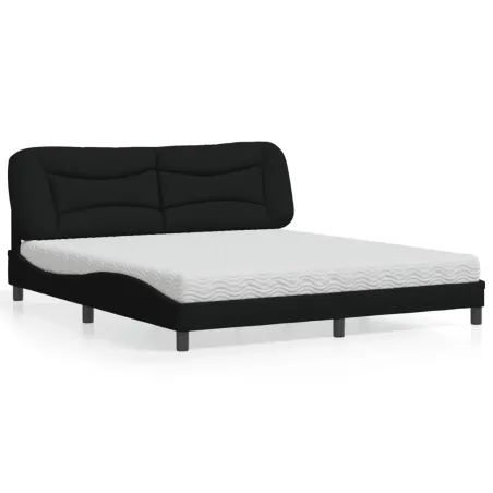 Lit avec matelas Hvar noir 180x200 cm tissu