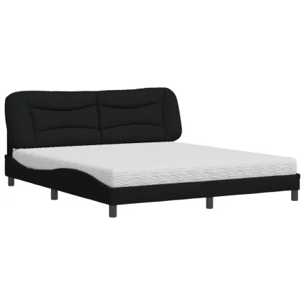 Lit avec matelas Hvar noir 180x200 cm tissu 2