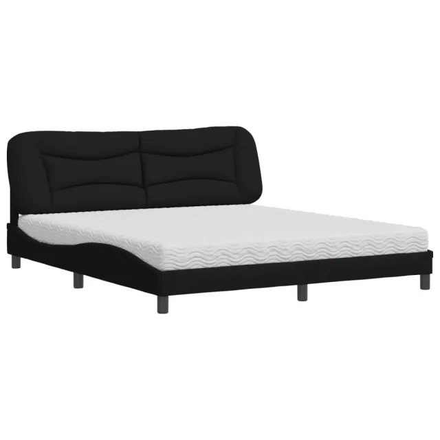 Lit avec matelas Hvar noir 180x200 cm tissu