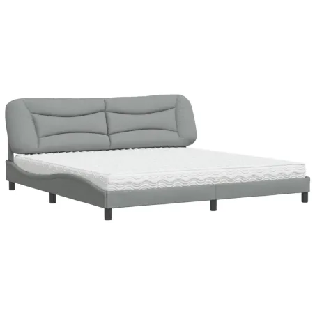 Lit avec matelas Hvar gris clair 200x200 cm tissu