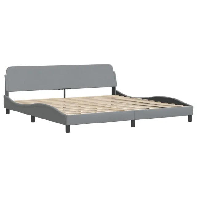Lit avec matelas Hvar gris clair 200x200 cm tissu