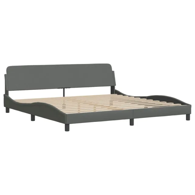 Lit avec matelas Hvar gris foncé 200x200 cm tissu