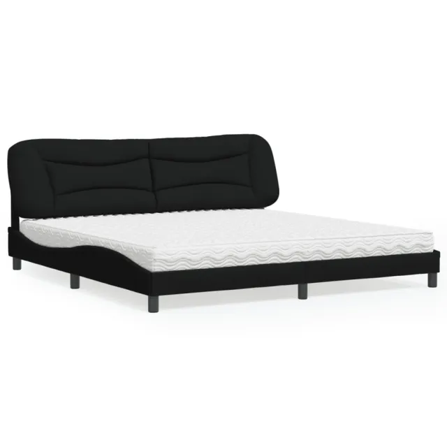 Lit avec matelas Hvar noir 200x200 cm tissu
