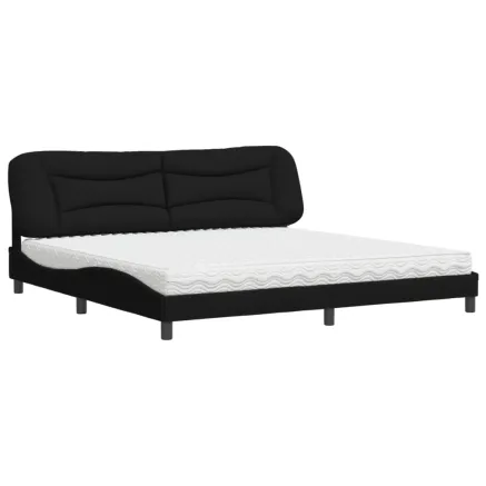Lit avec matelas Hvar noir 200x200 cm tissu 2