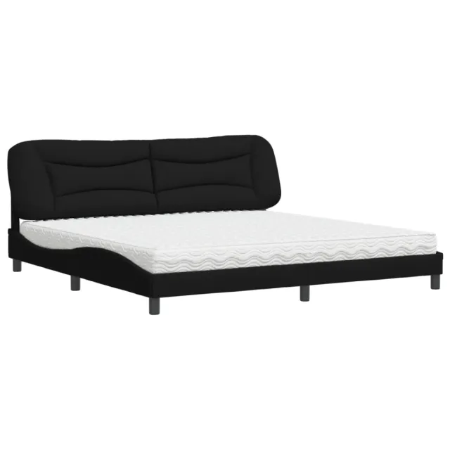 Lit avec matelas Hvar noir 200x200 cm tissu