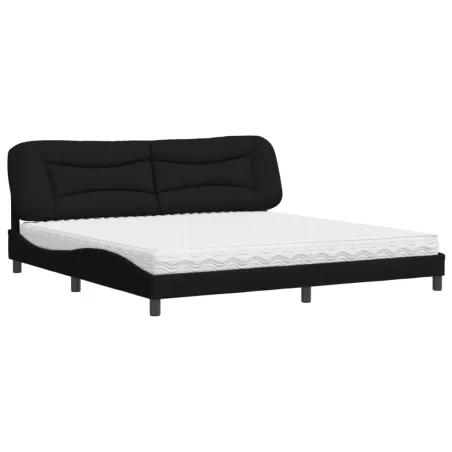 Lit avec matelas Hvar noir 200x200 cm tissu