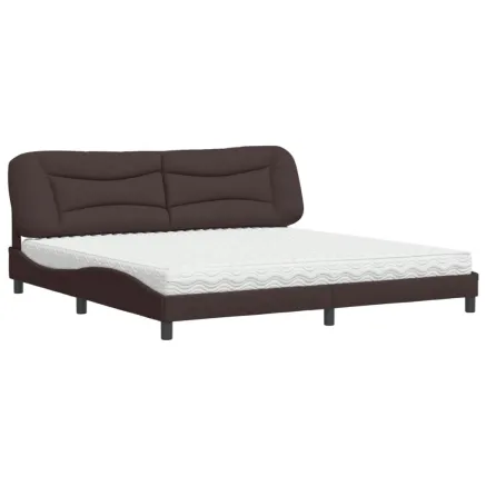 Lit avec matelas Hvar marron foncé 200x200 cm tissu 2