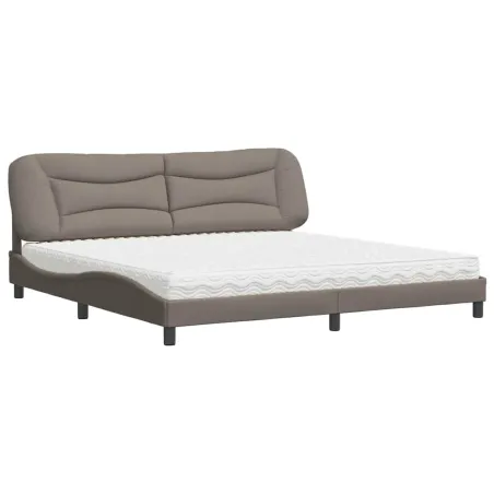 Lit avec matelas Hvar taupe 200x200 cm tissu