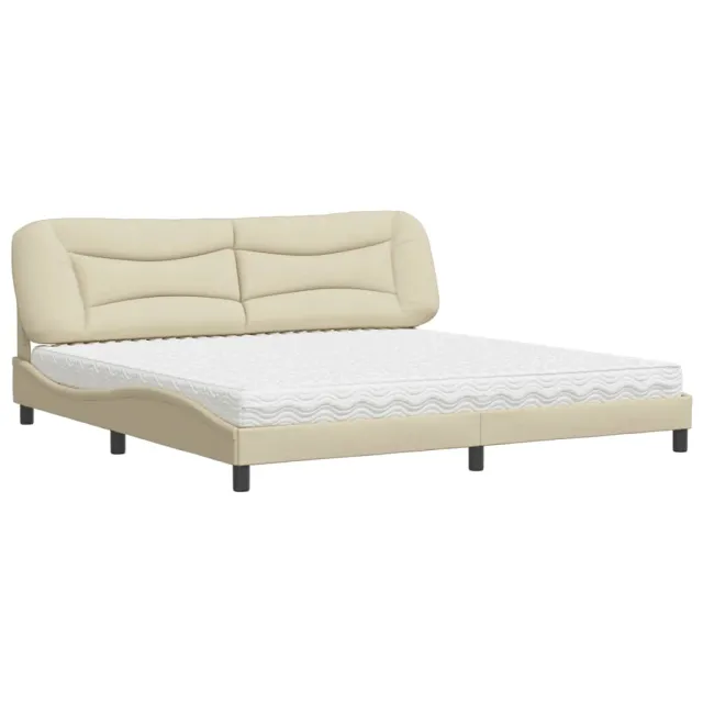 Lit avec matelas Hvar crème 200x200 cm tissu