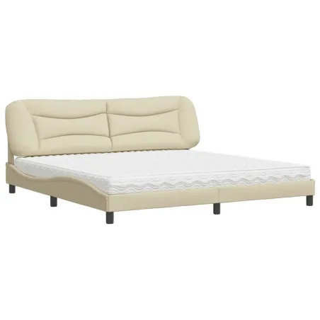 Lit avec matelas Hvar crème 200x200 cm tissu