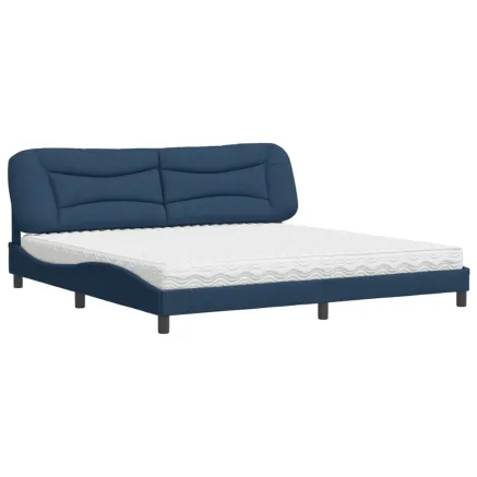 Lit avec matelas Hvar bleu 200x200 cm tissu 2