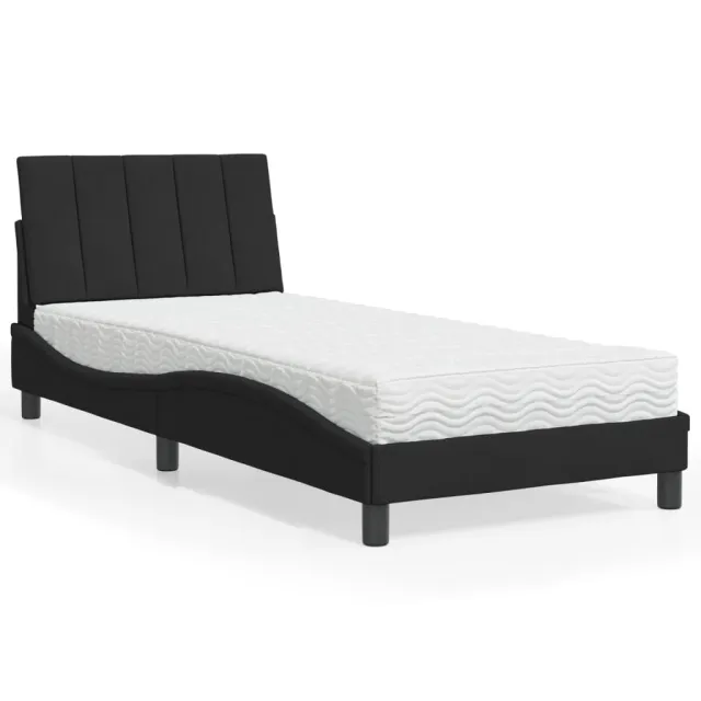 Lit avec matelas Hanko noir 80x200 cm velours