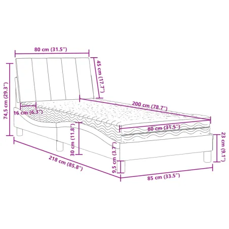 Lit avec matelas Hanko noir 80x200 cm velours