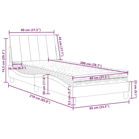 Lit avec matelas Hanko vert foncé 80x200 cm velours