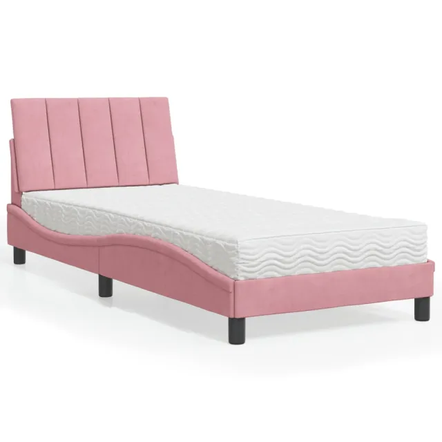 Lit avec matelas Hanko rose 80x200 cm velours