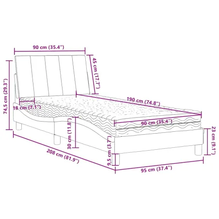 Lit avec matelas Hanko vert foncé 90x190 cm velours