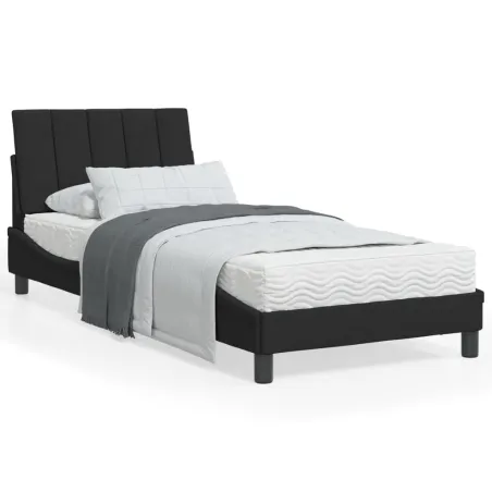 Lit avec matelas Hanko noir 90x200 cm velours