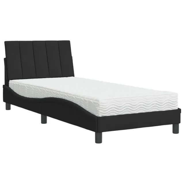 Lit avec matelas Hanko noir 90x200 cm velours