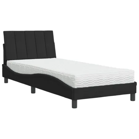 Lit avec matelas Hanko noir 90x200 cm velours