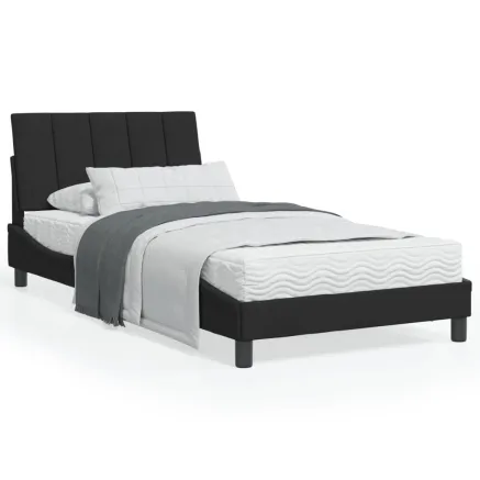 Lit avec matelas Hanko noir 100x200 cm velours