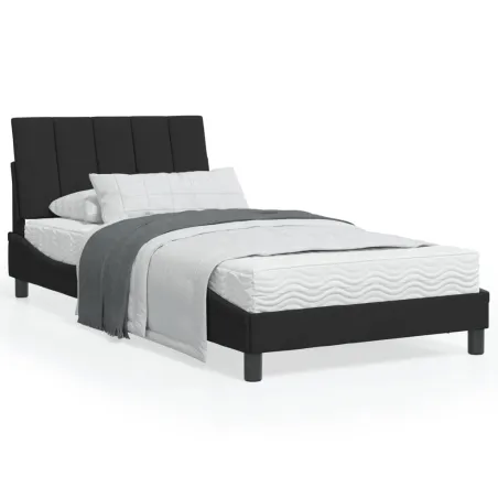 Lit avec matelas Hanko noir 100x200 cm velours