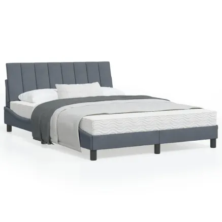 Lit avec matelas Hanko gris foncé 120x200 cm velours