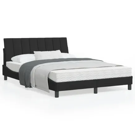 Lit avec matelas Hanko noir 120x200 cm velours