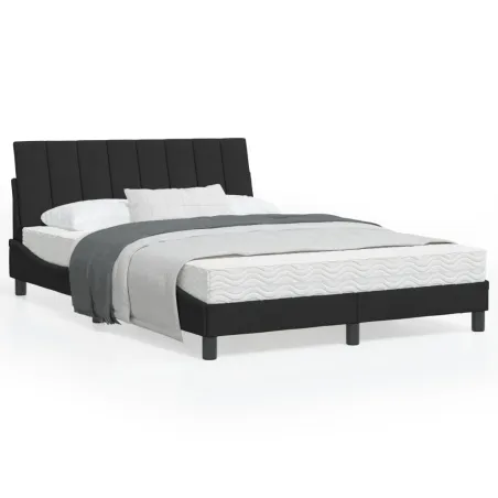 Lit avec matelas Hanko noir 120x200 cm velours