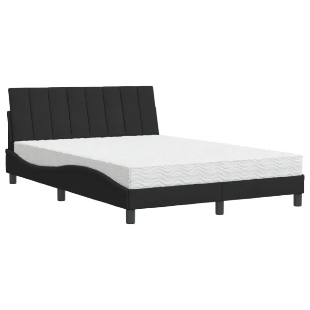 Lit avec matelas Hanko noir 120x200 cm velours