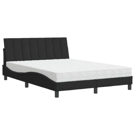 Lit avec matelas Hanko noir 120x200 cm velours