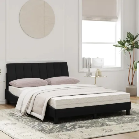 Lit avec matelas Hanko noir 120x200 cm velours